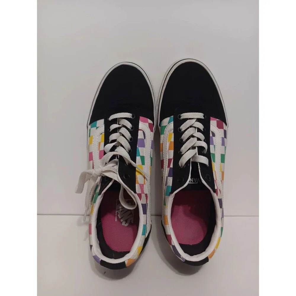 Vans  Black /Colorful Checkered Board Sneakers Women's Sz 10